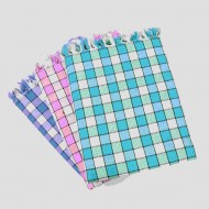 Niju 100% Pure Cotton Checkered Bath Towel – 30 x 60 Inches, Checked, Quick Dry Thin Towel with Knotted Fringes (3 -PCs)